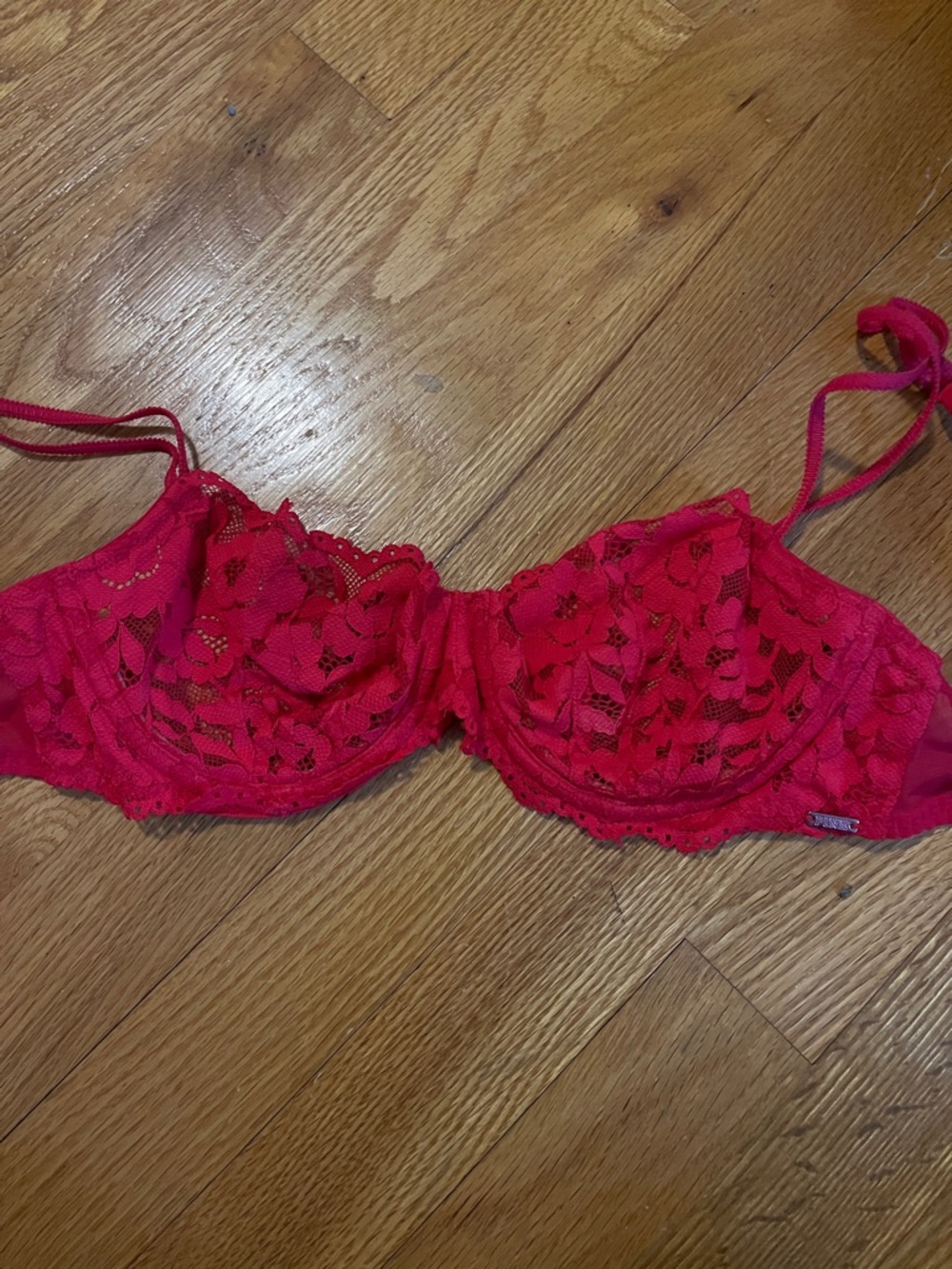 PINK Victoria's Secret Red Lace Underwire Bra